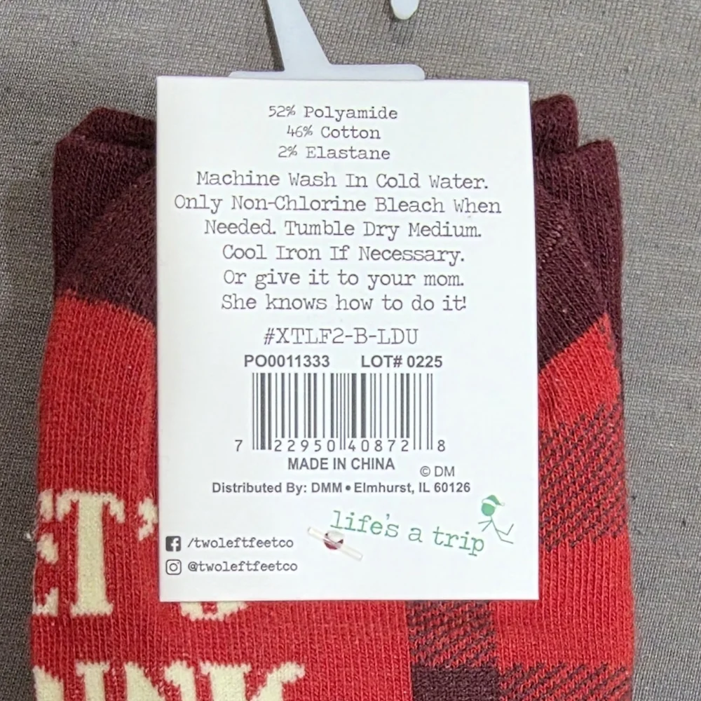 ❤️2/$12 NEW Two Left Feet Funny Santa “Let’s Drink Up” Big Feet Christmas Socks